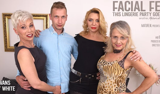 Три вульгарные зрелки заставили продавца ебать их доисторические пёзды